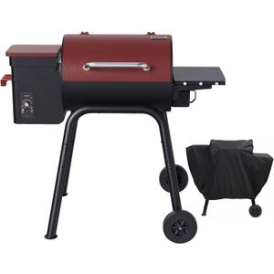 Pellet Smoker Grill Wood Pellet Electric Bbq Grills For Outdoor Grill With Auto Feed & Pid Temperature Control 180-425F, 456 Sq.In Cook Area, 6-In-1 Bbq Grill & Rain Cover For Backyard