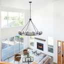 Wagon Wheel Chandelier 12 Light 38" Large Black Farmhouse Chandelier for Dining Room Rustic Country Pendant Light Fixtures Hanging Modern Round Chandeliers for Living Room High Ceilings Foyer Entryway