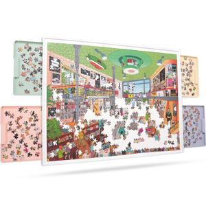 2-in-1 Rotating Puzzle Board for 1500-Piece Jigsaw with Color Drawers Cover