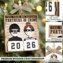 3 x Engagement Wedding Gifts for Couples 2026 - The Year We Became Partners Wedding Ornaments, Funny Bridal Shower Gifts for Decor, Wood Ornaments for Just Married Gifts, Newly Wed Gift for Mr Mrs Couple