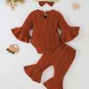 SUNNY PIGGY Baby Girl Clothes Infant Newborn Outfits Romper 0-18 Month Toddler Girls Clothing Pant Set (Orange)