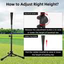 Kids Baseball Tee, 20.87 to 31.29 Inches Batting Tees for Baseball with Carry Bag, Portable Stable Baseball Tees for Hitting, Tripod Tanner Tee for Baseball Practice Stand Aged 3-8 Years