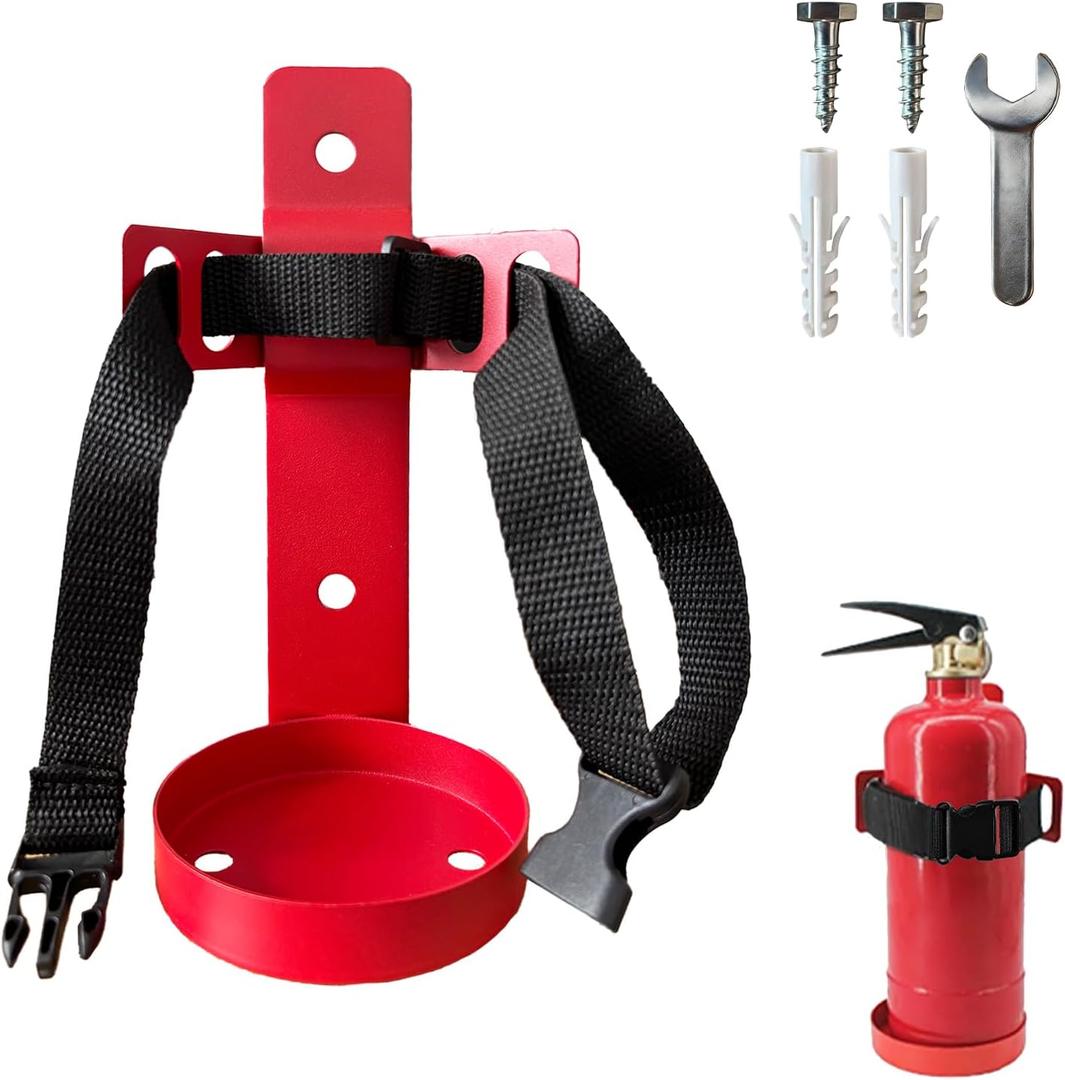 Fire Extinguisher Mount,Wall Mounted Fire Extinguisher Bracket,Compatible with 2.5 Pound Fire Extinguishers Ideal for Home, Car, RV, Truck