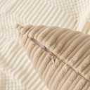 Kevin Textile Throw Pillow Covers Soft Corduroy Decorative Set of 2 Boho Striped Pillow Covers Pillowcases Farmhouse Home Decor for Couch Bed Sofa Living Room 24x24 Inch Beige