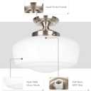 Large Schoolhouse Style Semi Flush Mount Ceiling Light Fixture, 14" Modern Hallway Ceiling Lamp with Opal Milk Glass Shade, Farmhouse Globe Light for Bedroom Kitchen Hallway Entryway, ROS588L SN