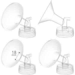 4PCS 18mm Breast Pump Flanges, Compatible with Spectra S1/S2/9Plus/Synergy Gold, Motif Luna, Wide-Mouth Bottle Fit, Breast Pump Accessories