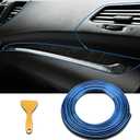 Car Interior Moulding Trim Strips, 33Ft/10M Universal Electroplating Decoration Filler Insert Strips, Styling Dashboard DIY Flexible Strip with Installing Tool (Blue)