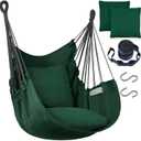 Halalona Hammock Chair Hanging Hammock Chair Rope Swing 2 Cushions Included-Sturdy & Durable Soft Cotton Hand Woven Hammock Swing for Bedroom, Porch, Patio-Indoor/Outdoor