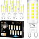 winshine G9 LED Bulb Dimmable 6000K Daylight 4W, 40Watt G9 Halogen Equivalent G9 Bi Pin Base,T4 Chandelier Lighting No-Flicker Light Bulb 120V AC, 10 Pack (10 Count (Pack of 1), G9 6000k Daylight)