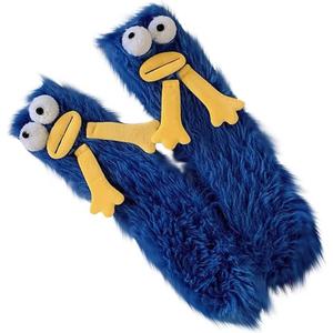 TFTSR Crazy Funny Fuzzy Silly Socks for Kids Women,Girls Fluffy Slipper Novelty Fun Socks,Boy Men Cute Cozy Soft Animal Socks (Blue(1 Pair))
