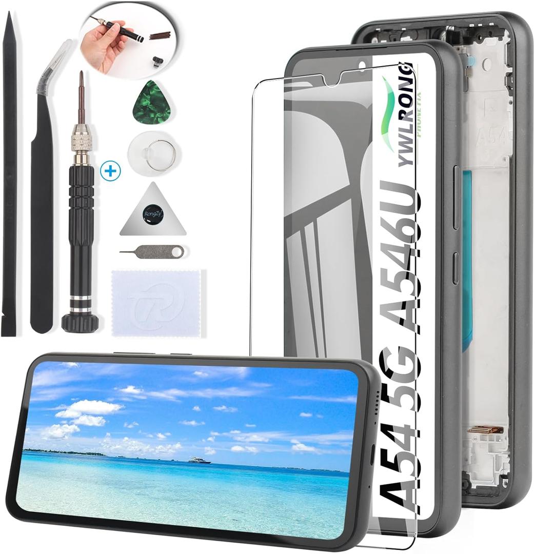 YWLRONG for Samsung Galaxy A54 5G Screen Replacement for Galaxy A54 5G SM-A546U LCD Display Touch Screen Digitizer Assembly Replacement with Tools（with Frame）