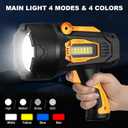 MIXILIN Rechargeable Spotlight 2,000,000 Lumens, Super Bright LED Spotlight Flashlight Outdoor with COB Light & Foldable Tripod, 10000Ah Long Lasting Large Handheld Spot Light for Boating Camping