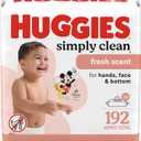 Huggies Simply Clean Fresh Scent Baby Wipes, 3 Flip-Top Packs of 64 (192 Wipes Total)