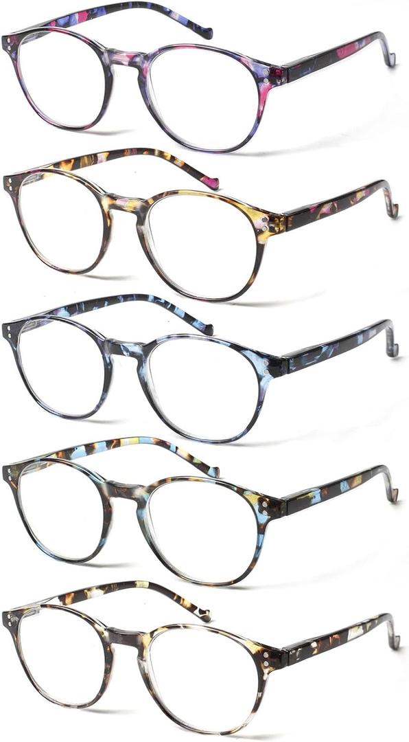 NORPERWIS 5 Pairs Reading Glasses - Standard Fit Spring Hinge Readers Glasses for Men and Women (Multicolor, 2.75, x)