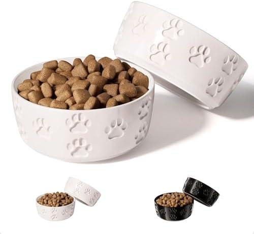 Ceramic Dog Bowl Set of 2 with Anti-Skid Base - 5" Wide x 2" Tall Ceramic Dog Bowls for Small Dogs - 2 Cup Capacity Food and Water Bowls for Dogs - Rubber Bottom Pet Bowl Set of 2 for Small Pets