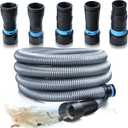 1 1/4 Inch x 17 Feet Dust Collection Hose Kit for Home and Shop Vacuums System with 5 Adapters of Woodworking Power Tool and Sander, Compatible with Multi-Brands, Silver Gray Vacuum Hose