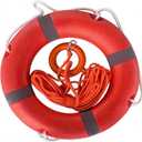 22 Inch Life Buoy Boat Safety Throw Ring Set, Outdoor Professional Throwable Flotation Device with 30 Meter Floating Lifesaving Rope, Safety Hook, Grip Ring and Reflective Tape