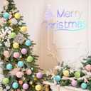 Gejoy 30 Pcs Mini Pastel Christmas Candy Balls 1.57'' Small Pastel Christmas Bulbs Ornaments Shatterproof Macaron Xmas Tree Balls Candy Land Hanging Ornaments Pink Yellow Blue Rainbow Xmas Tree Decor (Glossy)