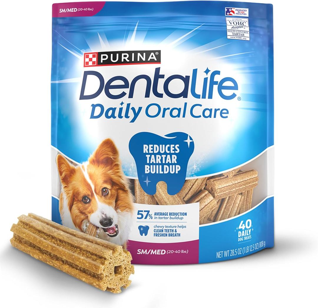 DentaLife Daily Oral Care Dog Treats for Small and Medium Dogs, Chewy Dental Treat to Freshen Breath and Fight Tartar, Chicken Flavor - 40 ct. Pouch (EXP 11/01/26)