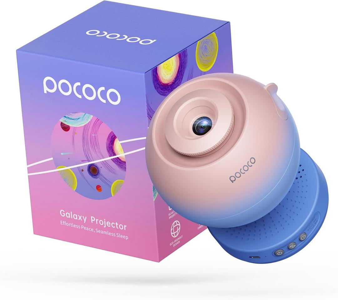 POCOCO Galaxy Star Projector with 2M-Pixel Lens & 5K Discs | Home Planetarium Projector for Relaxation, Study, and Sleep Aid | Includes 2 Films | Ideal Gift (Blue Pink)