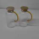 2 PACK Glass Pitcher with Lid, 68 oz/ 2 Liter Classic Vertical Stripes Water Pitcher with Yellow Handle,Glass Water Carafe for Cold Brew, Coffee, Lemonade, Iced Sun Tea,Beverage,Heat Resistant (Clear)