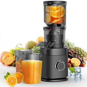 Juicer Machines, Cold Press Juicer Professional for Maximum Nutrients & High Yield, Ultra-Quiet Motor Efficient with Leafy Greens to Hard Vegetables, Easy to Clean Design, Black (Grey)