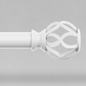 White Curtain Rods for Windows 48 to 84 Inch, 1 Inch Adjustable Decorative Window Treatment Rods with Aluminium Twisted Cage Finials, Heavy Duty Metal Farmhouse Drapery Pole, Easy Install