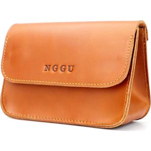 Yellow Full-Grain Leather Mini Pouch - 6 Inch Small Travel Organizer for Women, Cosmetic Jewelry Coin Cable Case