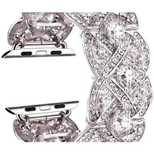 VIQIV Bling Bands for Apple Watch 40mm 44mm Iwatch Series 4 3 2 1, Diamond Rhinestone Stainless Steel Metal Bracelet Wristband Strap for Women, womens, Silver, 40mm