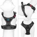 PHOEPET No Pull Dog Harnesses for Small Dogs Reflective Adjustable Front Clip Vest with Handle 2 Metal Rings 3 Buckles [Easy to Put on & Take Off] (S, Black)