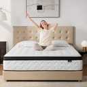 King Mattress 14 Inch - Medium Firm Hybrid Mattress King with Advanced Memory Foam & Zoned Pocket Springs for Pressure Relief and Motion Isolation | CertiPUR-US, Fiberglass-Free Mattresses in a Box (White)