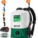 Battery Powered Backpack Sprayer 4 Gallon– No Leak ＆ Padded Straps Electric Weed Sprayers in Lawn and Garden, 100PSI Power Sprayer with 41'' Telescopic Wand and 5 Nozzles, Translucent White