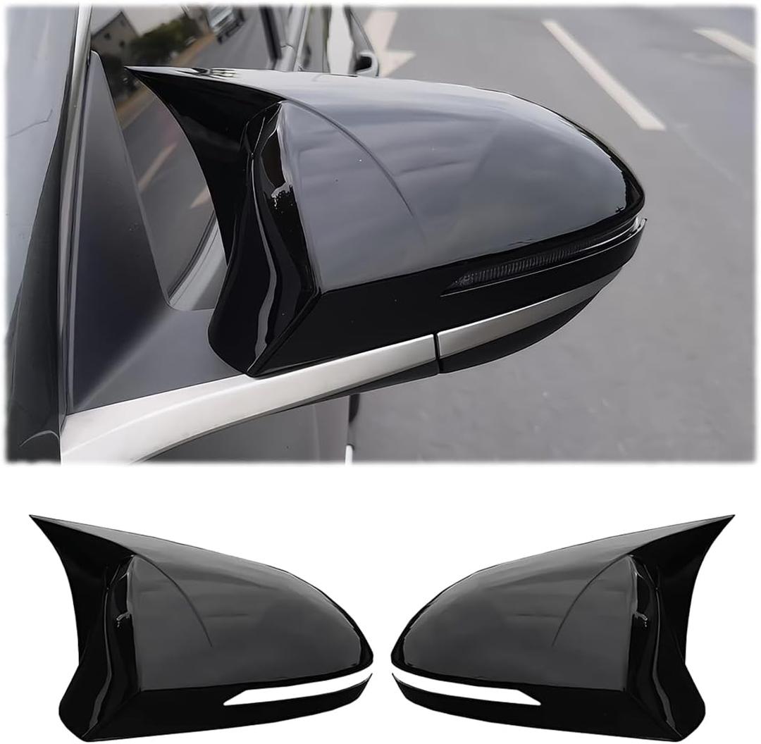 MUXEE 2PCS New Sports Rear Mirror Cover Caps for Hyundai Tucson 2022 2023 2024 2025 ABS Side Door Wing Mirror Cap Covers Exterior car Accessories -Bright Black Suitable for Models with Turn Signals