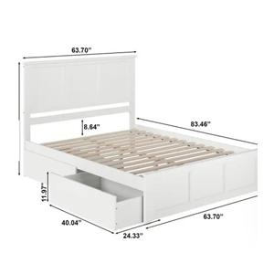 Afigurnishings Solid Wood White Bed Frame Queens Size