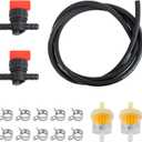 1/4 Inch Gas Fuel Line Kit 2m/6 Feet Hose, 2Pcs Shut Off Valves, 2Pcs Magnetic Fuel Filters, 10Pcs Hose Clamps Compatible with Lawn Mowers, Tractors, Tillers, Snow Blowers Durable & Easy Installation