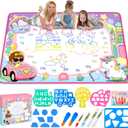 Water Doodle Mat- Kids Painting Writing Doodle Board Toy - Color Drawing Mat Bring Magic Pens Educational Toys for Age 3 4 5 6 7 8 9 10 Year Old Girls Boys Toddler Present (Pink)