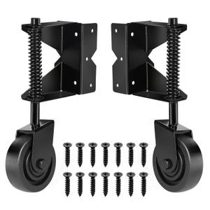 Spring Loaded Gate Caster, 2 Pack Heavy Duty Gate Wheel with 360 Degree for Wooden Gate/PVC Fence, 4.3 inch 300Lbs Capacity for Universal Mount Plate (Blak Pairs)