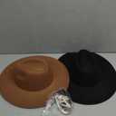2 Pack Wide Brim Stylish Felt Panama Hats for Women & Men - Classic Fedora Hats With Belt Buckle