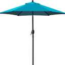 Patio Umbrella Outdoor Table Market Umbrella with Push Button Tilt/Crank, 6 Ribs (Teal Blue)