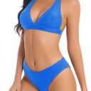 Bikini Sets for Women Two Piece Womens Swimsuits Sexy Adjustable Halter Tops Bathing Suit High Cut Bikini (Blue, XL)