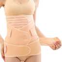 3 In 1 Postpartum Belly Band Abdominal Binder Post Surgery C Section Belly Binder Post Partum Hysterectomy Belly Support Wraps Postpartum Waist Trainer Essentials After Birth Beige, X-Large (XL)
