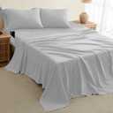 DREAMCARE King Size Sheets Set 4 pcs Cooling Sheets up to 21 Deep Pocket King Sheet Set Hotel Luxury Sheets & Pillowcases Superior Softness 100% Fine Microfiber with Side Pocket Light Gray