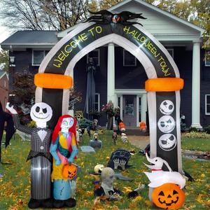 10FT Halloween Inflatable - Giant Halloween Inflatable Archway with Skeleton and Dog - Halloween Arch Blow Up with Built-in LED Lights for Outdoor Yard Garden Lawn Decor