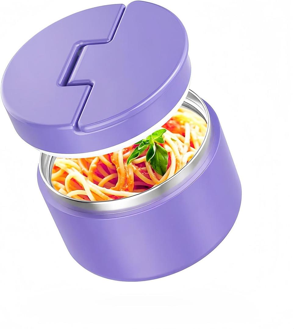 12oz Soup Thermo for Hot Food Kids Vacuum Insulated Food Jar Twist-Free Soup Thermo for Hot Food Kids Leakproof Stainless Steel Wide Mouth Lunch Container (Purple)