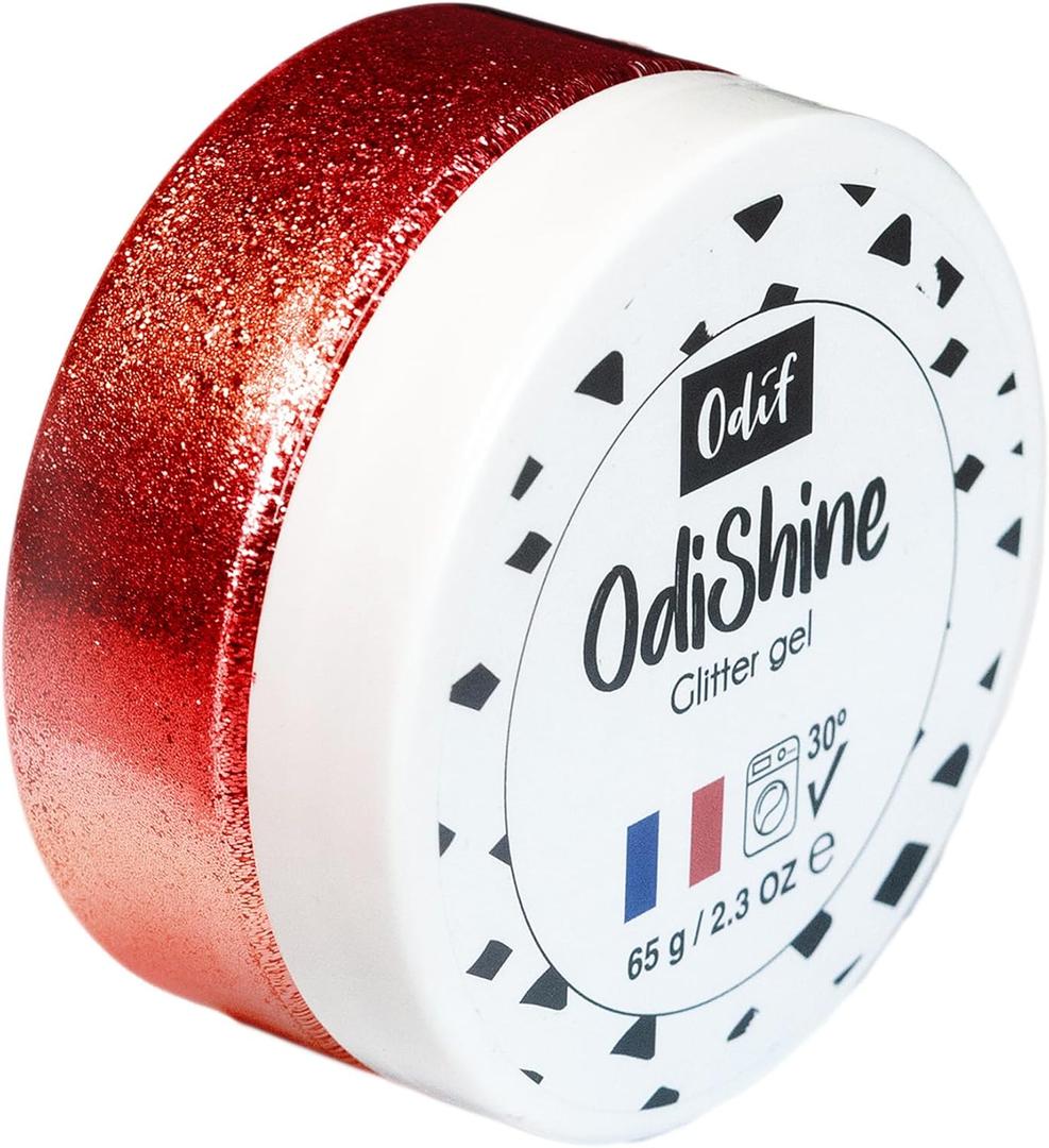505 Odif OdiShine | Glitter Gel 65g | for Use On All Textile Fabrics, Paper, Wood, Cardboard and Canvas | BPA Free, Acid Free | Recyclable Packaging (Ruby)