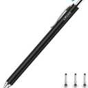 Mixoo Retractable Stylus for Touch Screens - High Sensitivity Universal Stylus Touch Screen Pen with 3 Replaceable Disc Tips for iPad iPhone and All Other Capacitive Tablets & Cell Phones (Black)