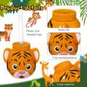 Hoolerry 12 Sets Zoo Animal Cups with Straws and Lids, 10 oz Plastic Reusable Safari Jungle Animal Theme Kids Cups for Safari Birthday Party Supplies