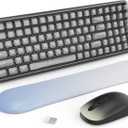 Wireless Transparent Keyboard and Mouse Combo with Soft Wrist Rest, Nowlike Ergonomic Full-Size with Clear Keycaps, Compatible with Windows and PC, Perfect for Home and Office.Black