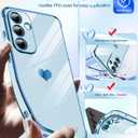 LeYi for Samsung Galaxy S25-FE Case: [ ] Tempered Glass Screen Protector [2 Pcs]+ Full Camera Lens Protection,Love Heart Plating Luxury Shockproof for S25FE,Sierra Blue