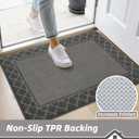 BEQHAUSE Door Mat Indoor Entrance Dirt Trapper Rugs for Entryway Non Slip Welcome Mat Absorbent Floor Mat Low Profile Washable Front Doormat for Dirty Paws, 36" x 60", Grey